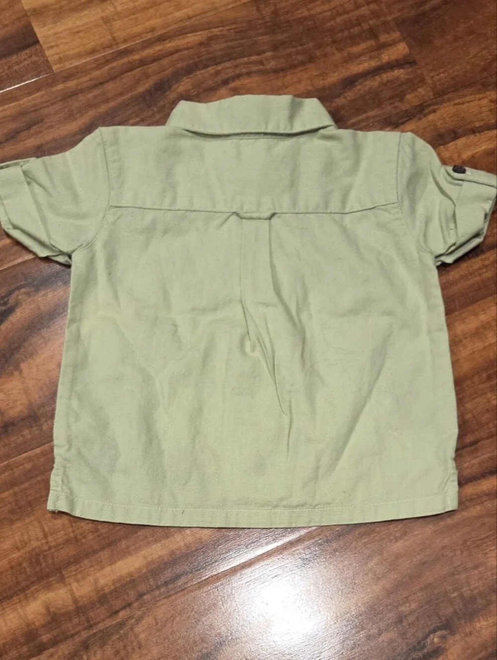 Janie and Jack EUC 0-3 Months Green Linen Button-Up Shirt with Monkey Embroidery